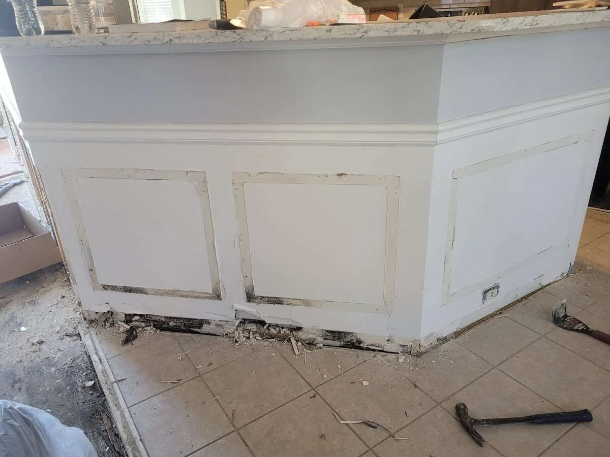 Water damage and mold on kitchen during Mold Inspection & Testing in Nantucket
